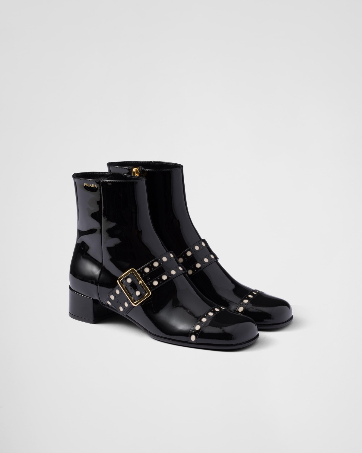 Prada Patent Leather Ankle Boots Black