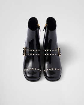 Prada Patent Leather Ankle Boots Black