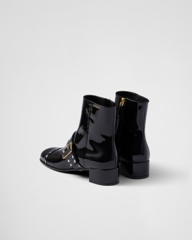 Prada Patent Leather Ankle Boots Black