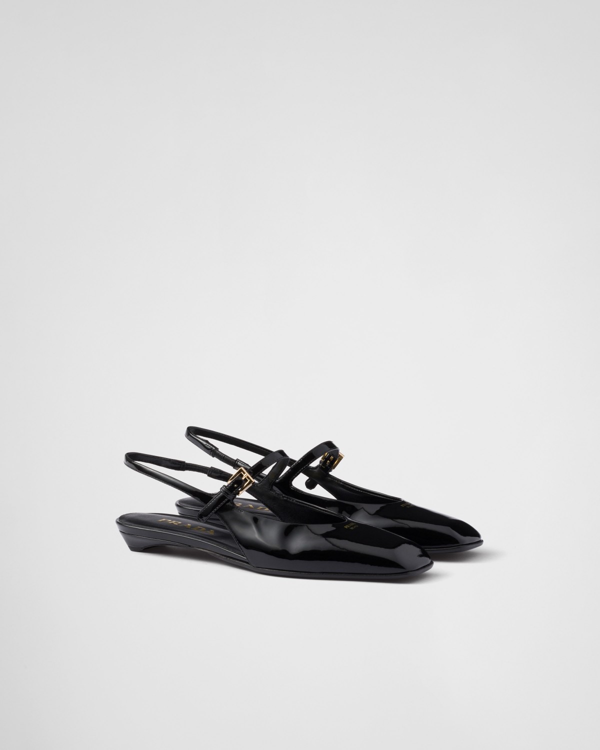 Prada Patent Leather Slingback Ballerinas Black