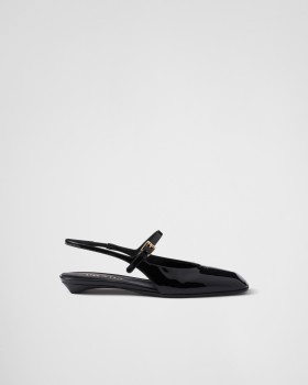 Prada Patent Leather Slingback Ballerinas Black