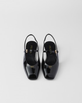 Prada Patent Leather Slingback Ballerinas Black