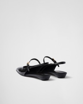 Prada Patent Leather Slingback Ballerinas Black