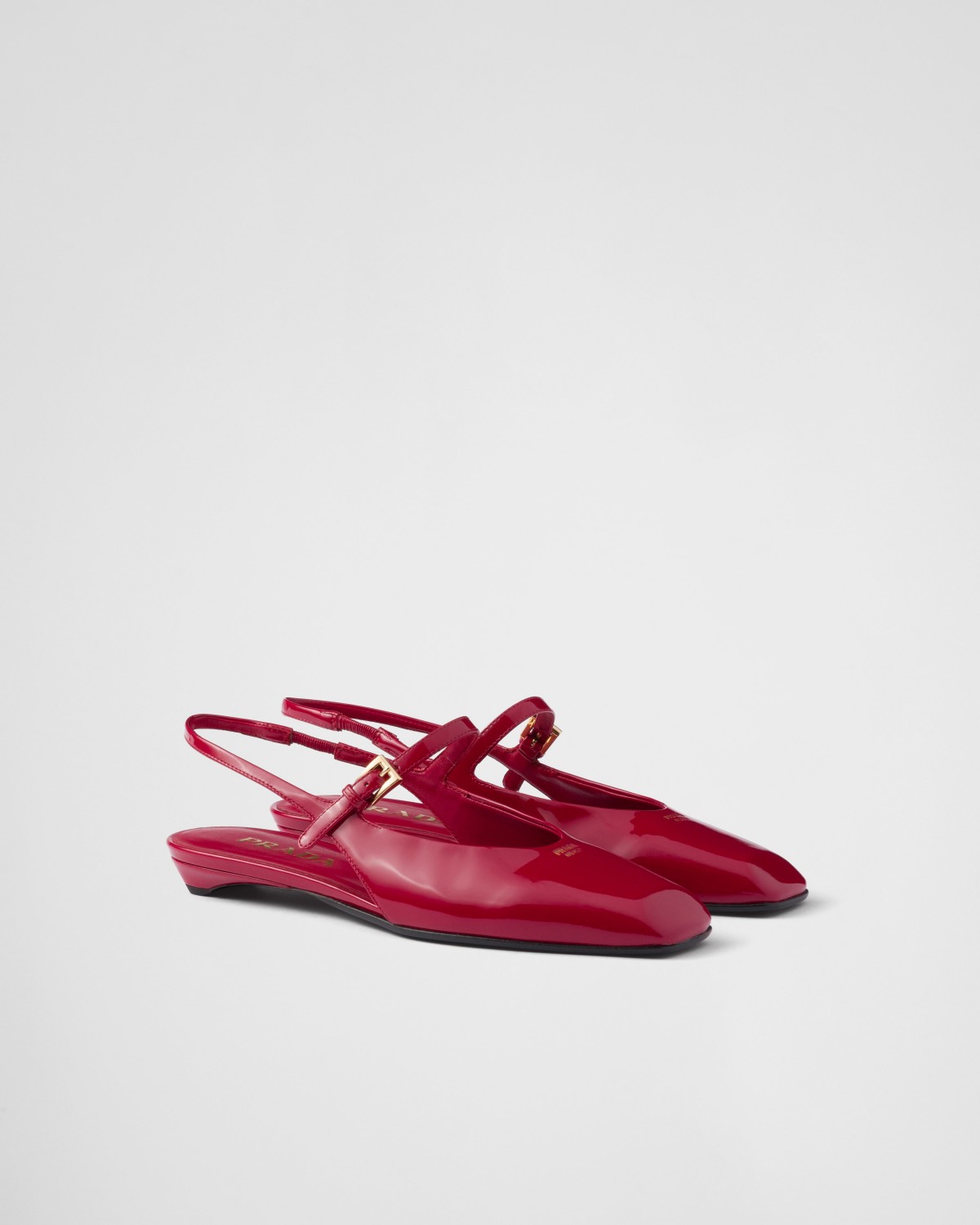 Prada Patent Leather Slingback Ballerinas Cherry Red