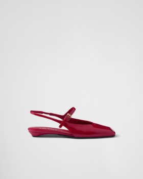 Prada Patent Leather Slingback Ballerinas Cherry Red