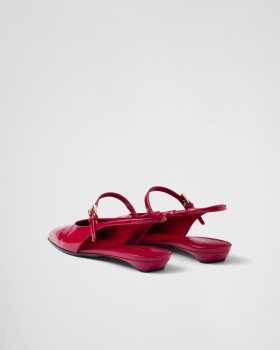 Prada Patent Leather Slingback Ballerinas Cherry Red