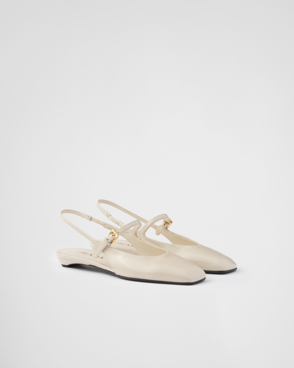 Prada Patent Leather Slingback Ballerinas Ivory