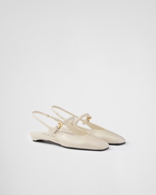 Prada Patent Leather Slingback Ballerinas Ivory