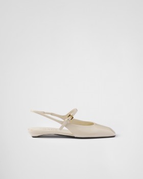 Prada Patent Leather Slingback Ballerinas Ivory