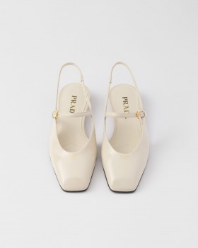 Prada Patent Leather Slingback Ballerinas Ivory