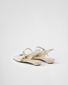 Prada Patent Leather Slingback Ballerinas Ivory