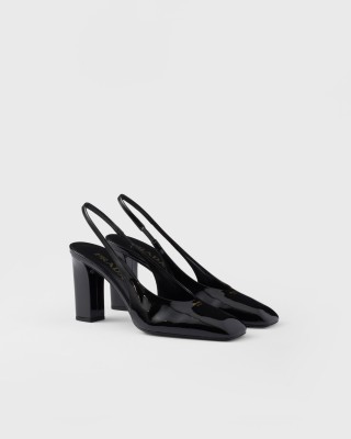 Prada Patent Leather Slingback Pumps Black