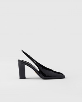 Prada Patent Leather Slingback Pumps Black