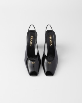 Prada Patent Leather Slingback Pumps Black