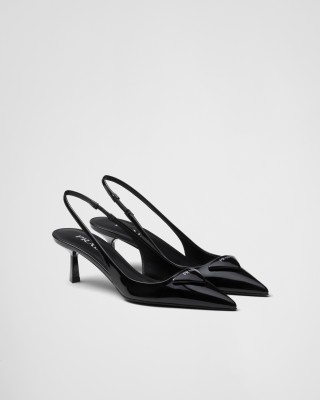 Prada Patent Leather Slingback Pumps Black
