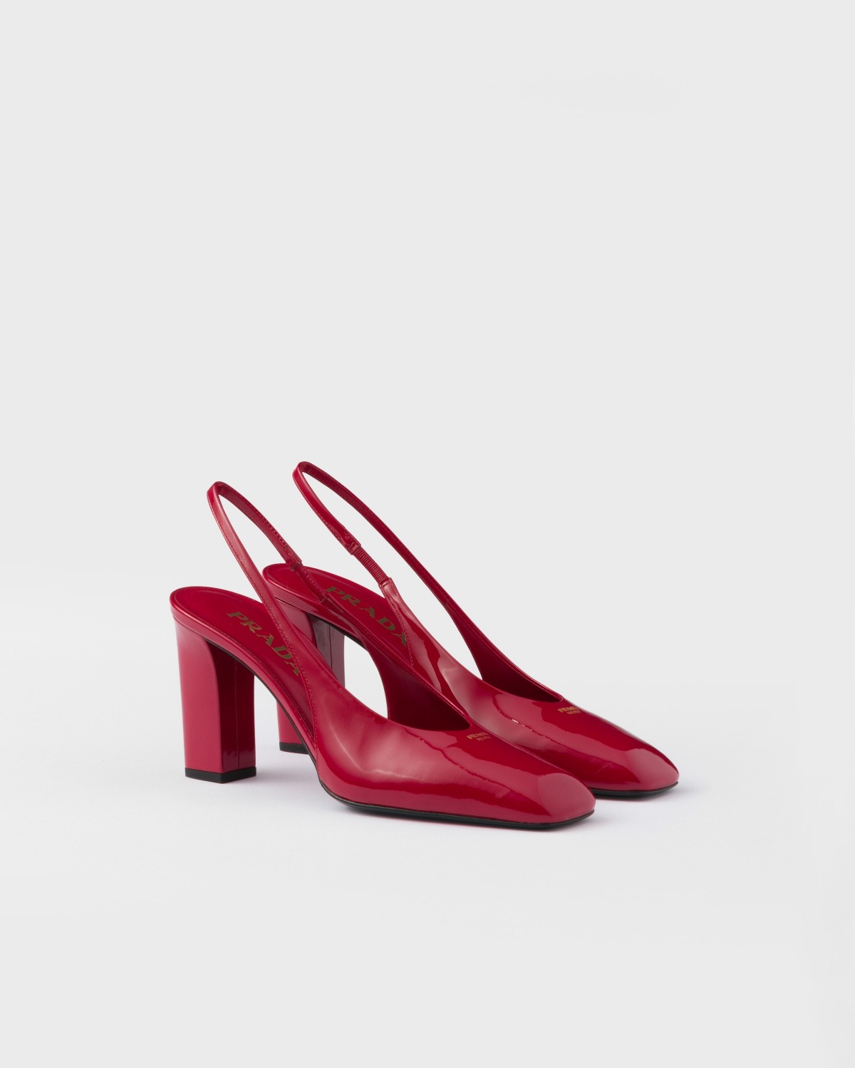 Prada Patent Leather Slingback Pumps Cherry Red