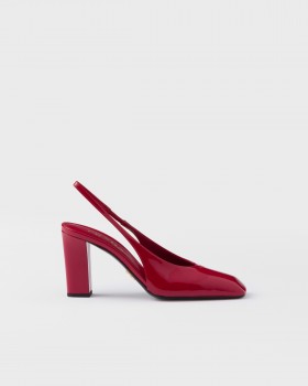 Prada Patent Leather Slingback Pumps Cherry Red