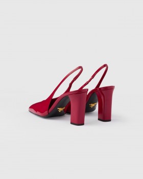 Prada Patent Leather Slingback Pumps Cherry Red