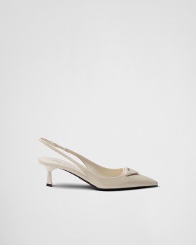 Prada Patent Leather Slingback Pumps Ivory