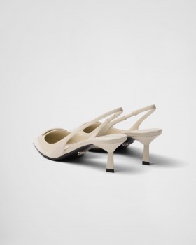 Prada Patent Leather Slingback Pumps Ivory