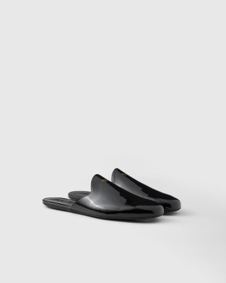 Prada Patent Leather Slippers Black