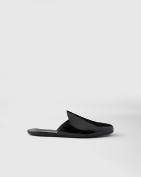Prada Patent Leather Slippers Black