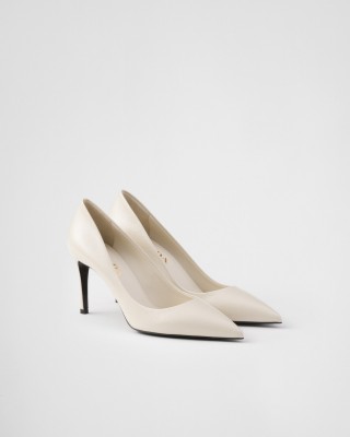 Prada Patent Saffiano Leather Pumps Ivory