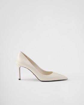 Prada Patent Saffiano Leather Pumps Ivory