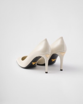 Prada Patent Saffiano Leather Pumps Ivory