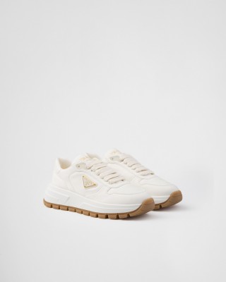 Prada Prax 01 Leather Sneakers Ivory