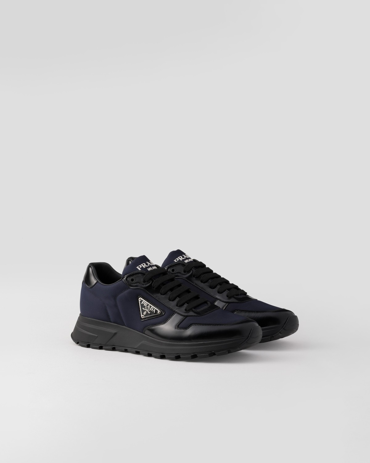 Prada Prax 01 Re-nylon And Brushed Leather Sneakers Blue/Black