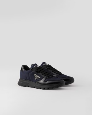 Prada Prax 01 Re-nylon And Brushed Leather Sneakers Blue/Black