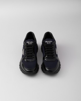 Prada Prax 01 Re-nylon And Brushed Leather Sneakers Blue/Black