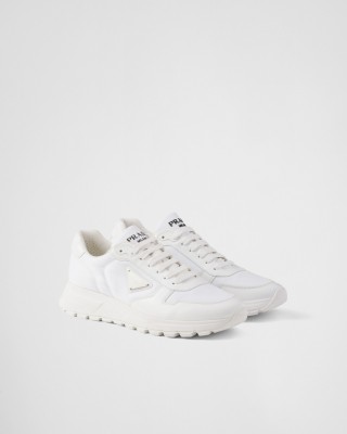 Prada Prax 01 Re-nylon And Brushed Leather Sneakers White