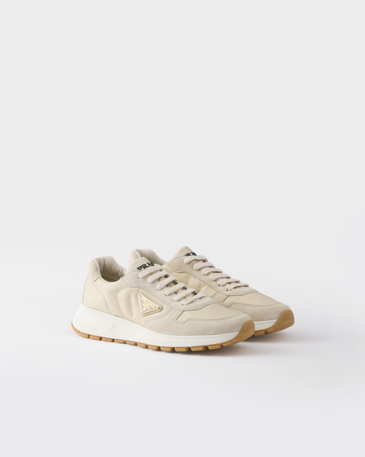 Prada Prax 01 Re-nylon And Suede Sneakers Chalk