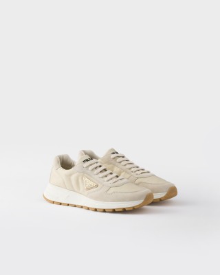 Prada Prax 01 Re-nylon And Suede Sneakers Chalk