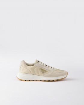 Prada Prax 01 Re-nylon And Suede Sneakers Chalk