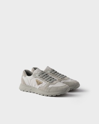 Prada Prax 2.0 Re-nylon And Suede Sneakers Cloudy Gray