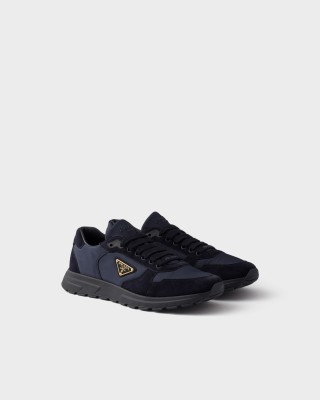 Prada Prax 2.0 Re-nylon And Suede Sneakers Navy