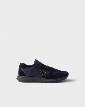 Prada Prax 2.0 Re-nylon And Suede Sneakers Navy