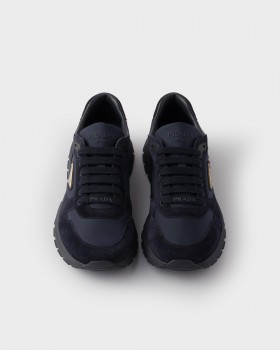 Prada Prax 2.0 Re-nylon And Suede Sneakers Navy