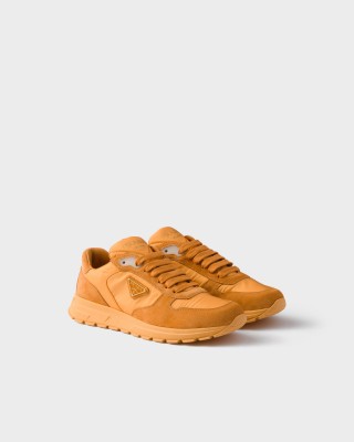 Prada Prax 2.0 Re-nylon And Suede Sneakers Pomegranate Yellow