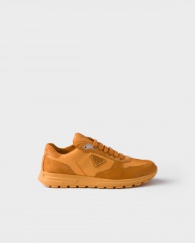 Prada Prax 2.0 Re-nylon And Suede Sneakers Pomegranate Yellow