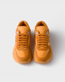 Prada Prax 2.0 Re-nylon And Suede Sneakers Pomegranate Yellow