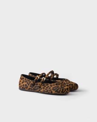 Prada Printed Leather Ballerinas Honey