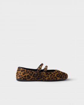 Prada Printed Leather Ballerinas Honey