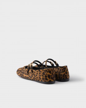 Prada Printed Leather Ballerinas Honey