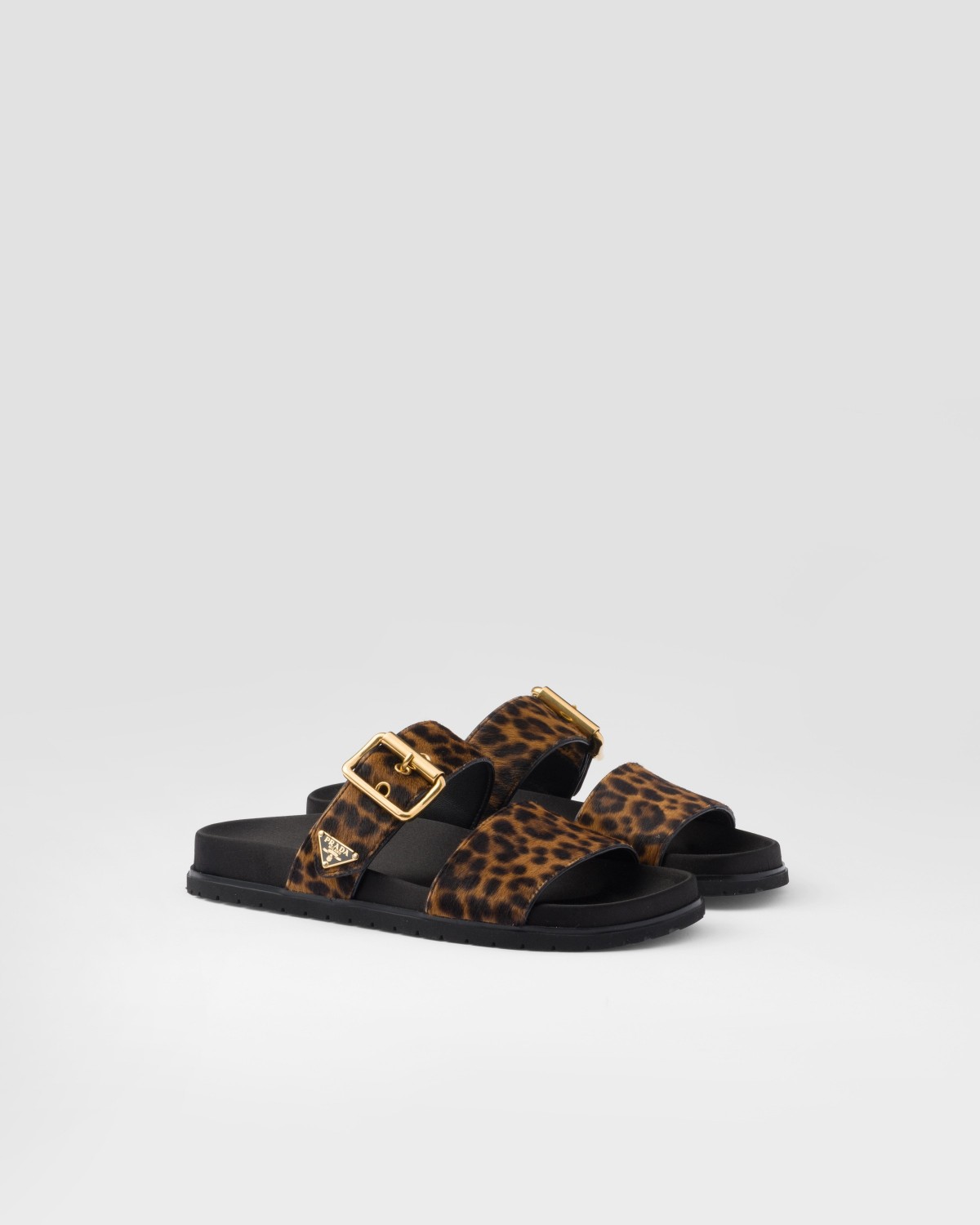 Prada Printed Leather Slides Honey