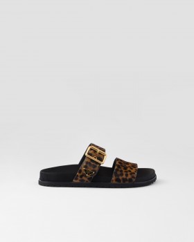 Prada Printed Leather Slides Honey