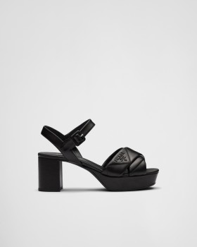 Prada Quilted Nappa Leather Platform Sandals Black